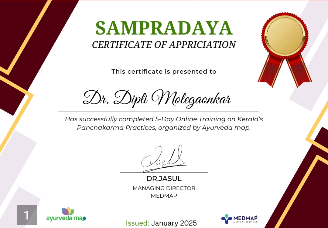 Ayurvedic doctor's certificate