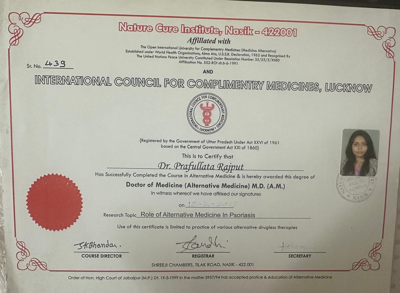 Ayurvedic doctor's certificate