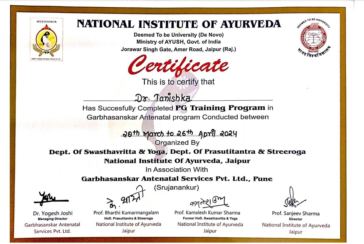 Ayurvedic doctor's certificate