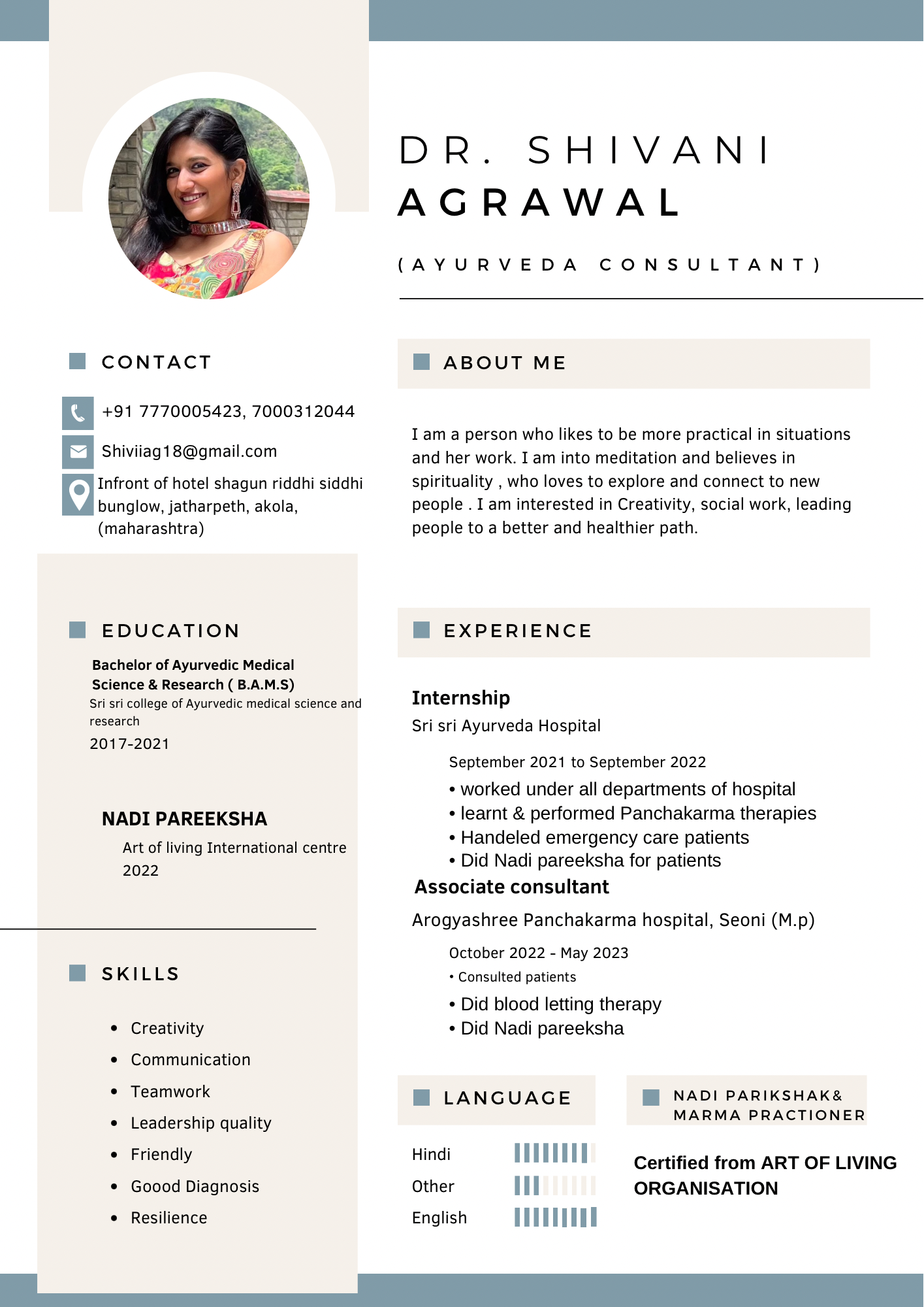 Ayurvedic doctor's certificate