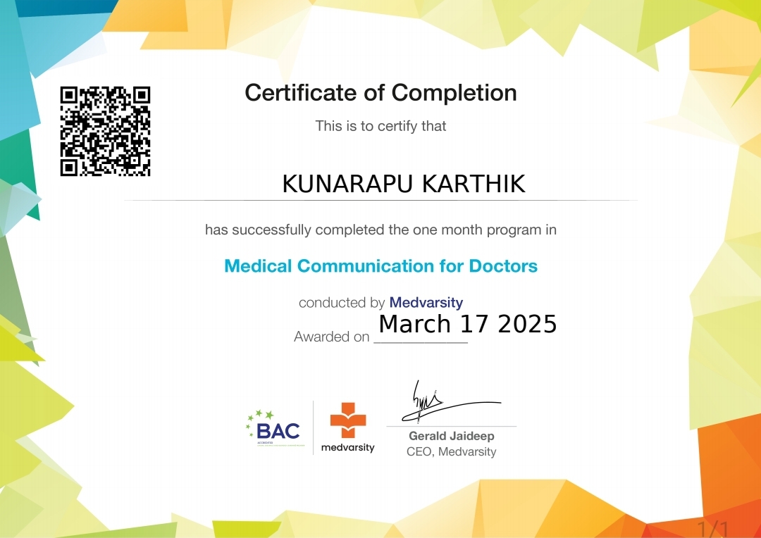 Ayurvedic doctor's certificate