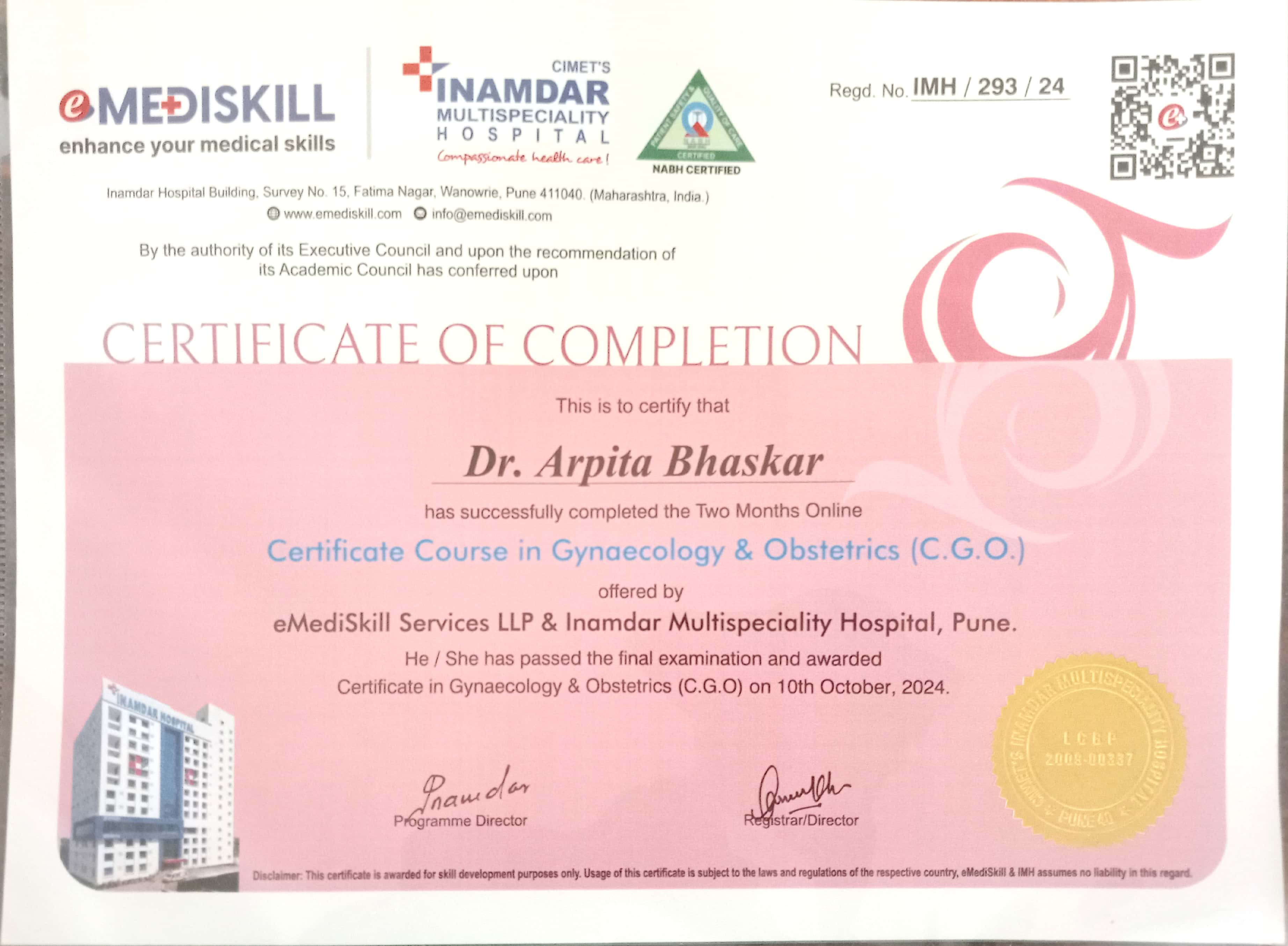Ayurvedic doctor's certificate
