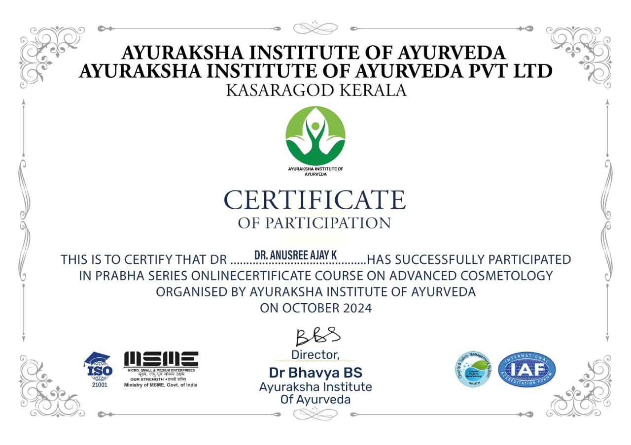 Ayurvedic doctor's certificate