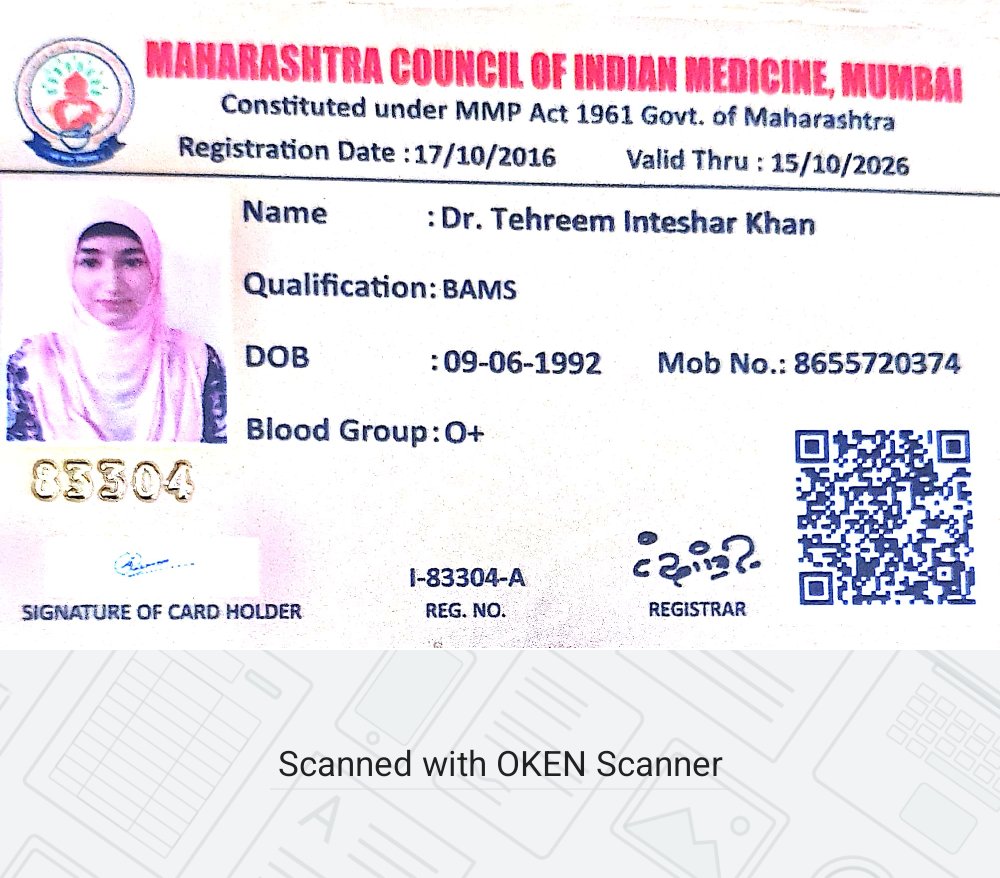 Ayurvedic doctor's certificate