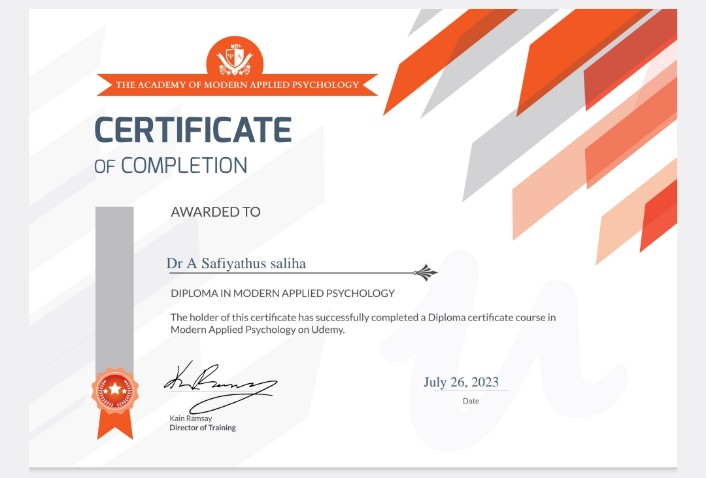 Ayurvedic doctor's certificate