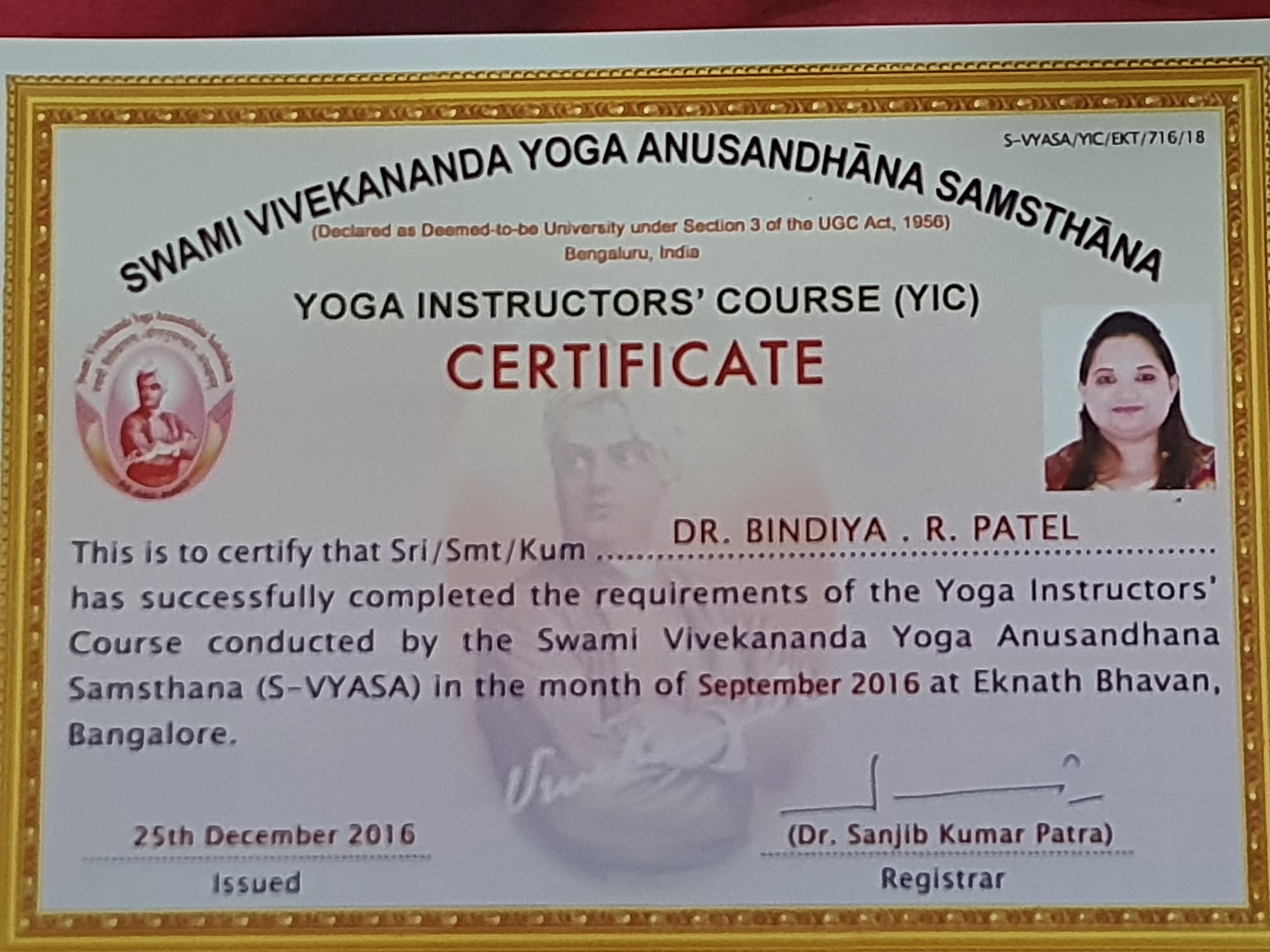 Ayurvedic doctor's certificate
