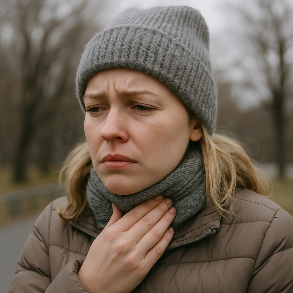 how long does a sore throat from cold air last