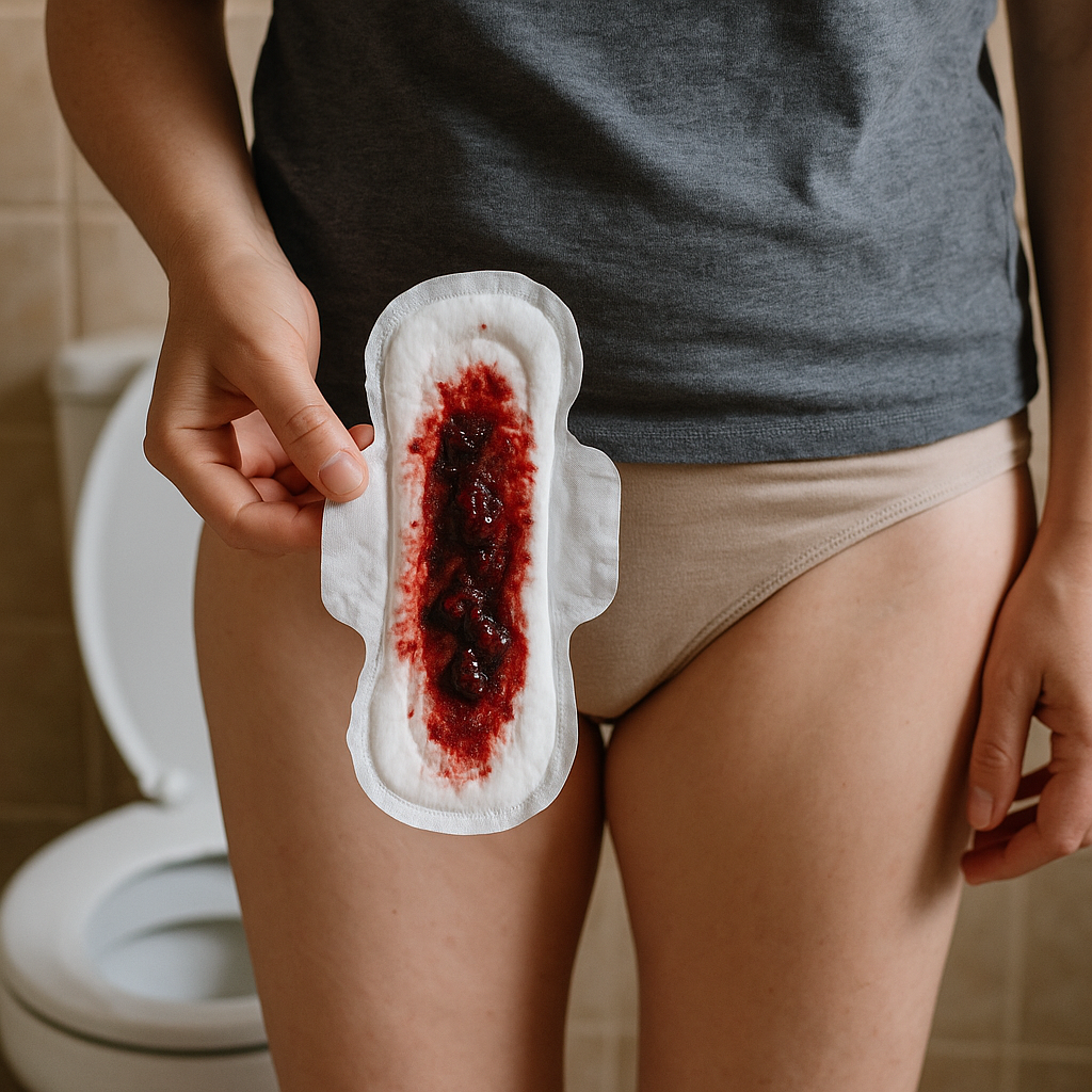 perimenopause heavy bleeding clots