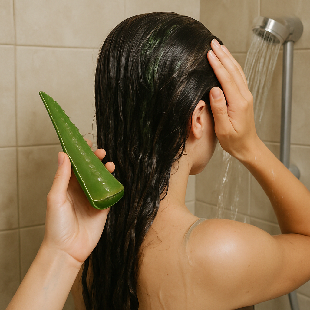after applying aloe vera on hair how to wash