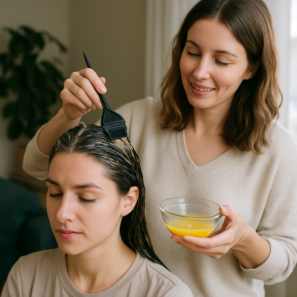 applying egg on hair