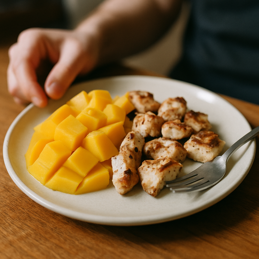 mango and chicken eat together