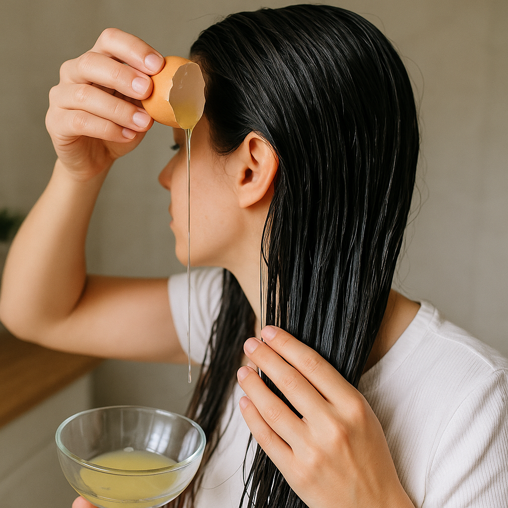 applying egg white on hair benefits