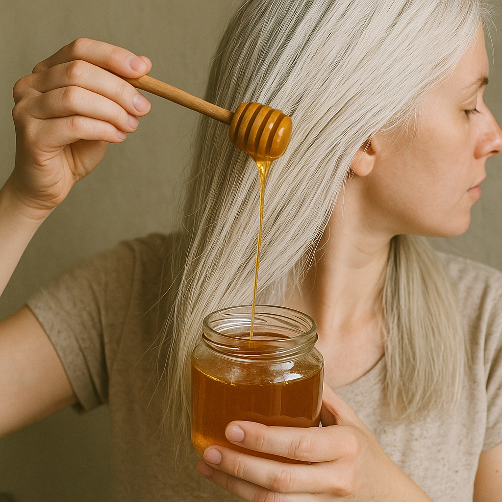 applying honey on hair makes hair white