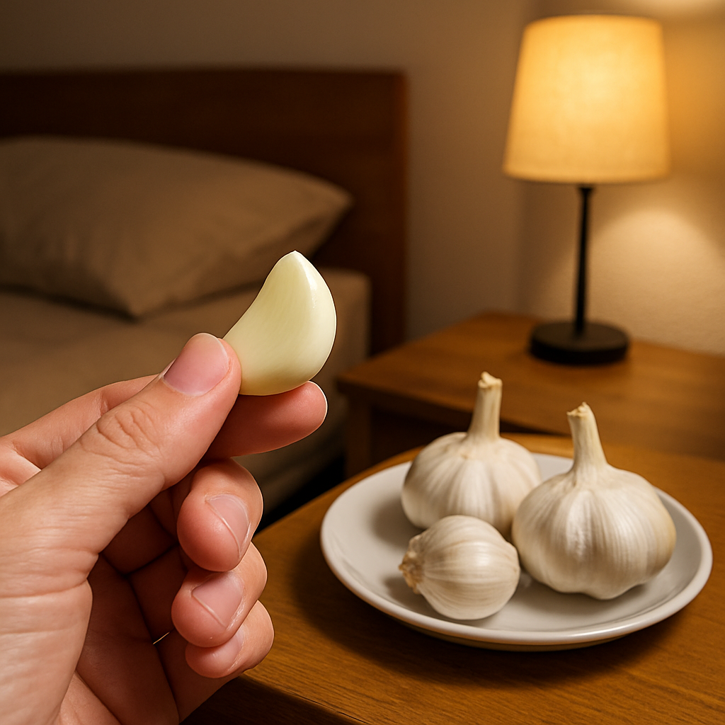 eating raw garlic before bed