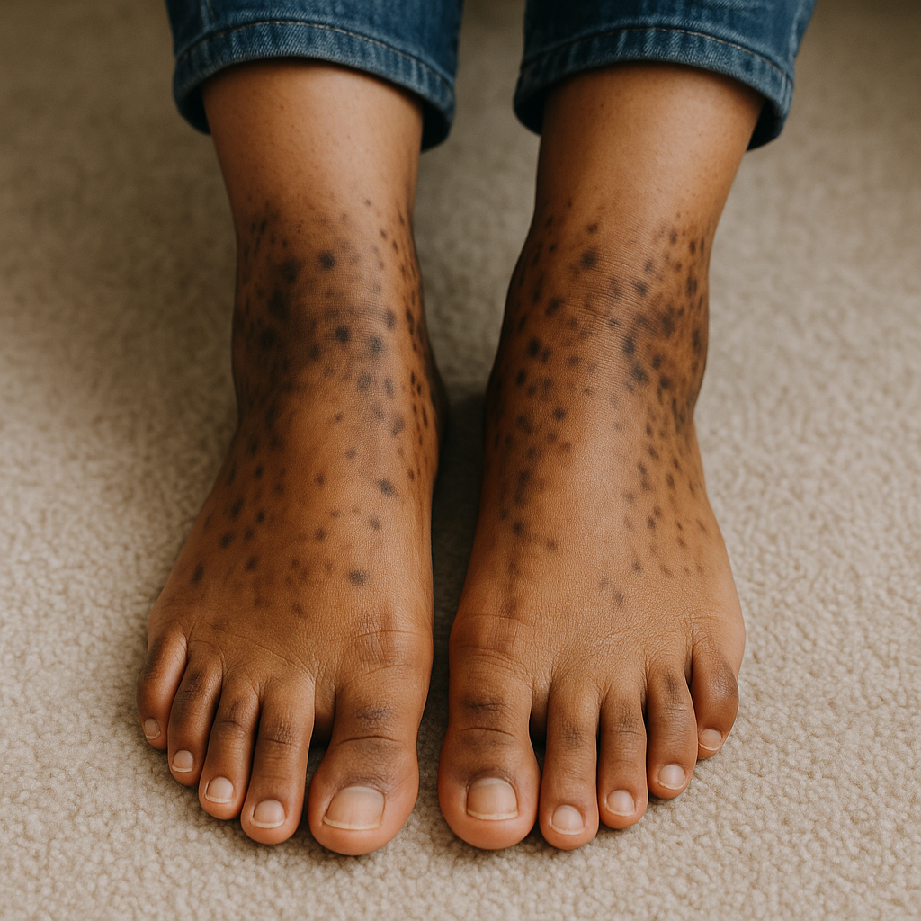 dark spots on ankles and feet