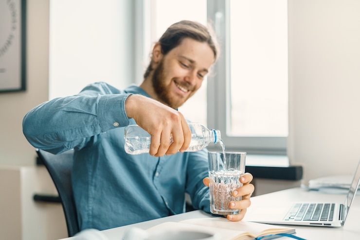 happy man Drinking Water Ayurveda