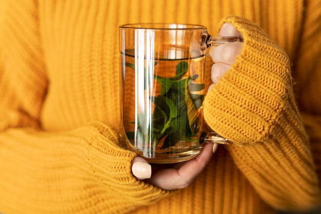 Close up on cozy texture clothing