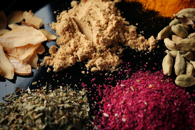 Different spices closeup