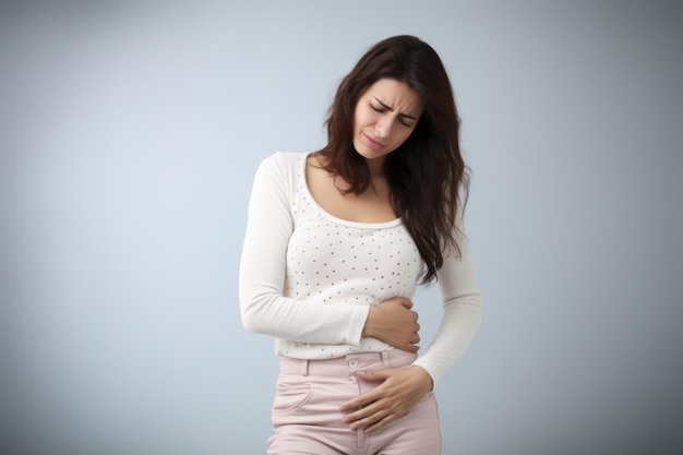 Woman with stomach pain sleeve adult anticipation